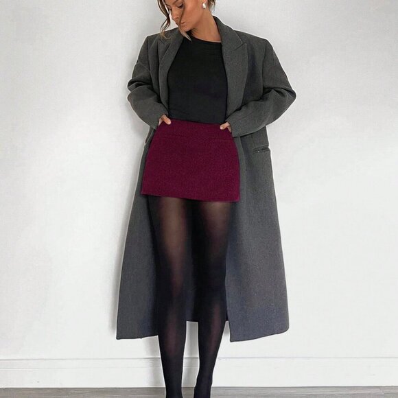 Burgundy Casual Women's texture Mini Skirt - Picture 1 of 6